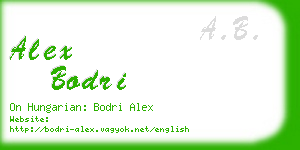alex bodri business card
